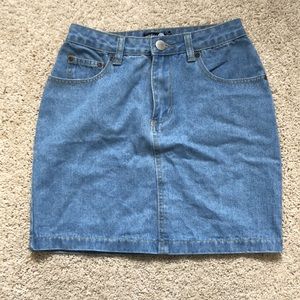 Two mini skirts. One blue and one black.